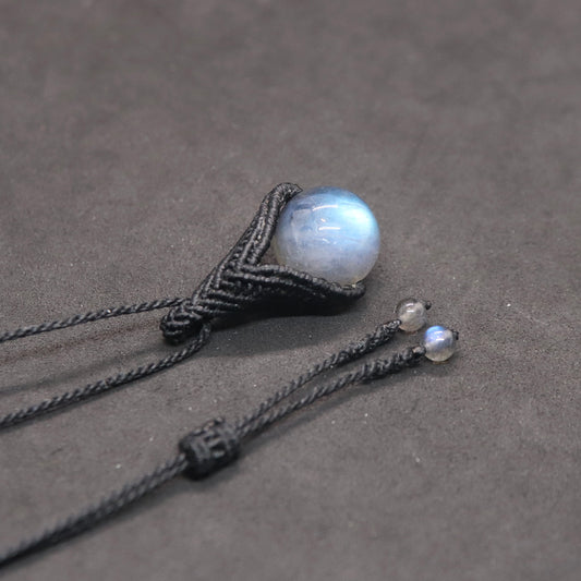 ブルーラブラドライトマクラメネックレスml81