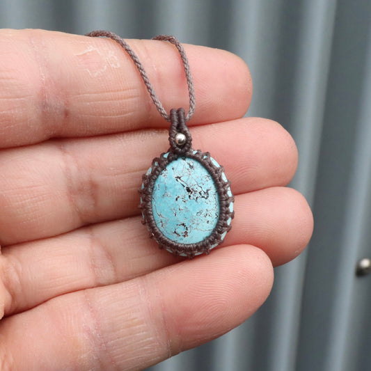 ターコイズマクラメネックレスtm15