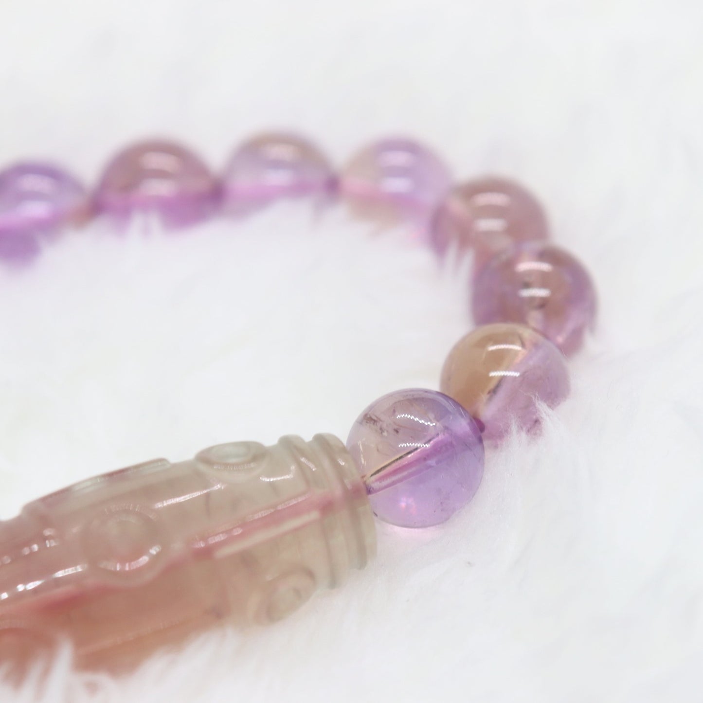 九眼天珠型フローライト&アメトリンブレス