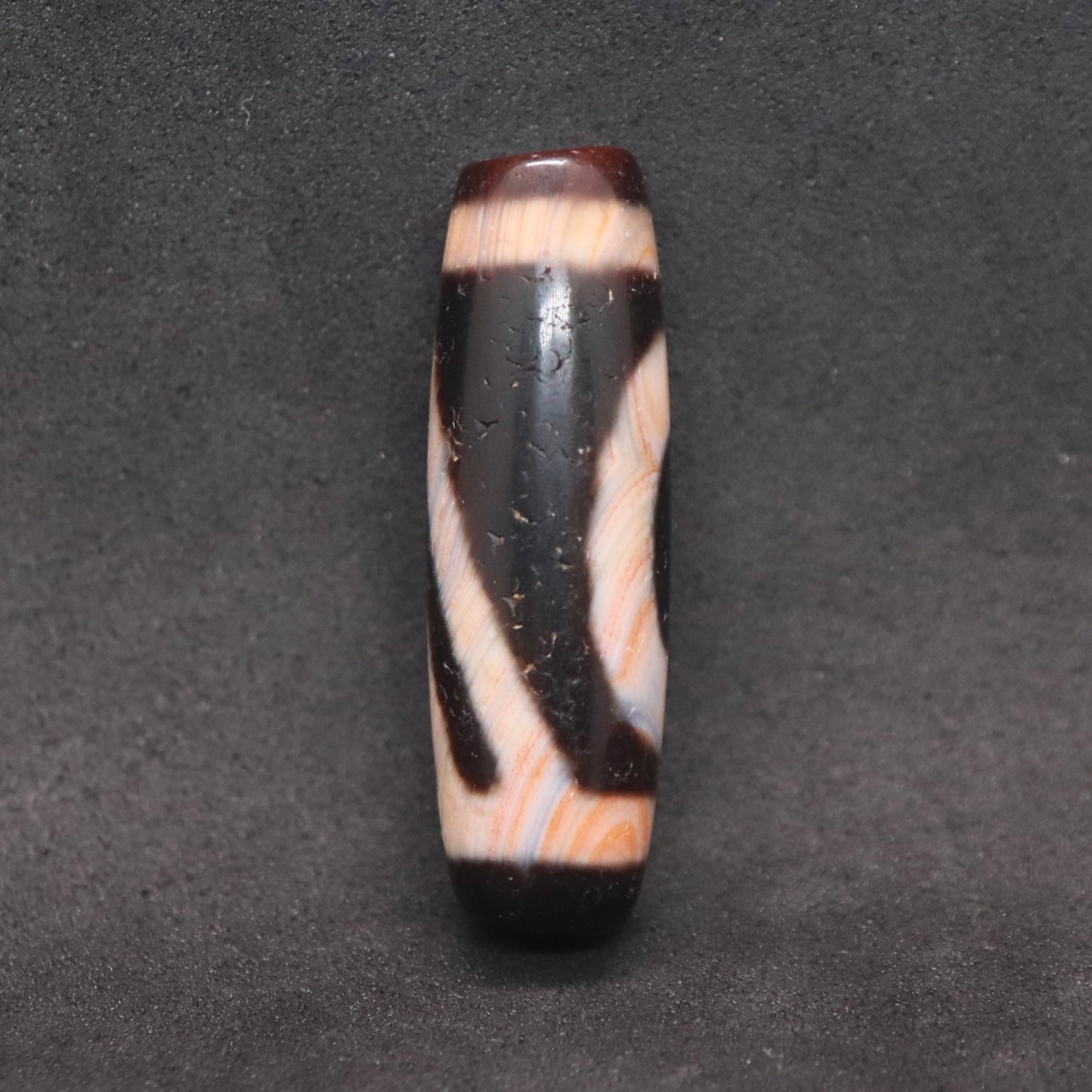 赤朱砂一眼山形天珠34.5㎜