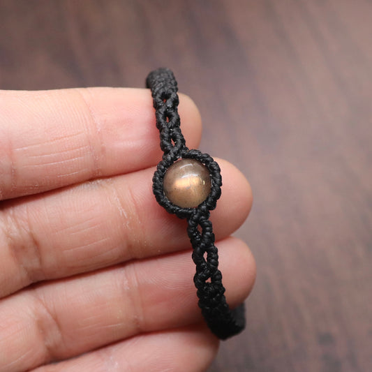 オレンジラブラドライトマクラメブレスレット