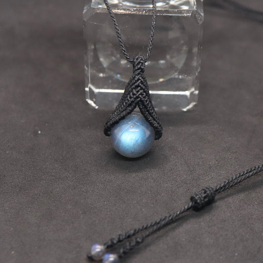 ブルーラブラドライトマクラメネックレスml81