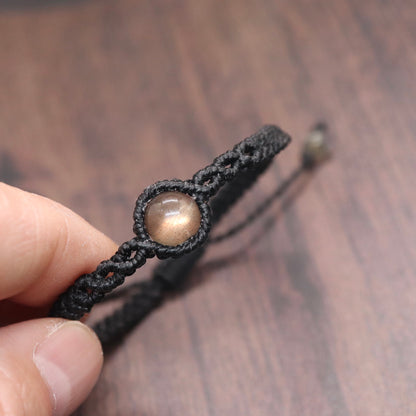 オレンジラブラドライトマクラメブレスレット