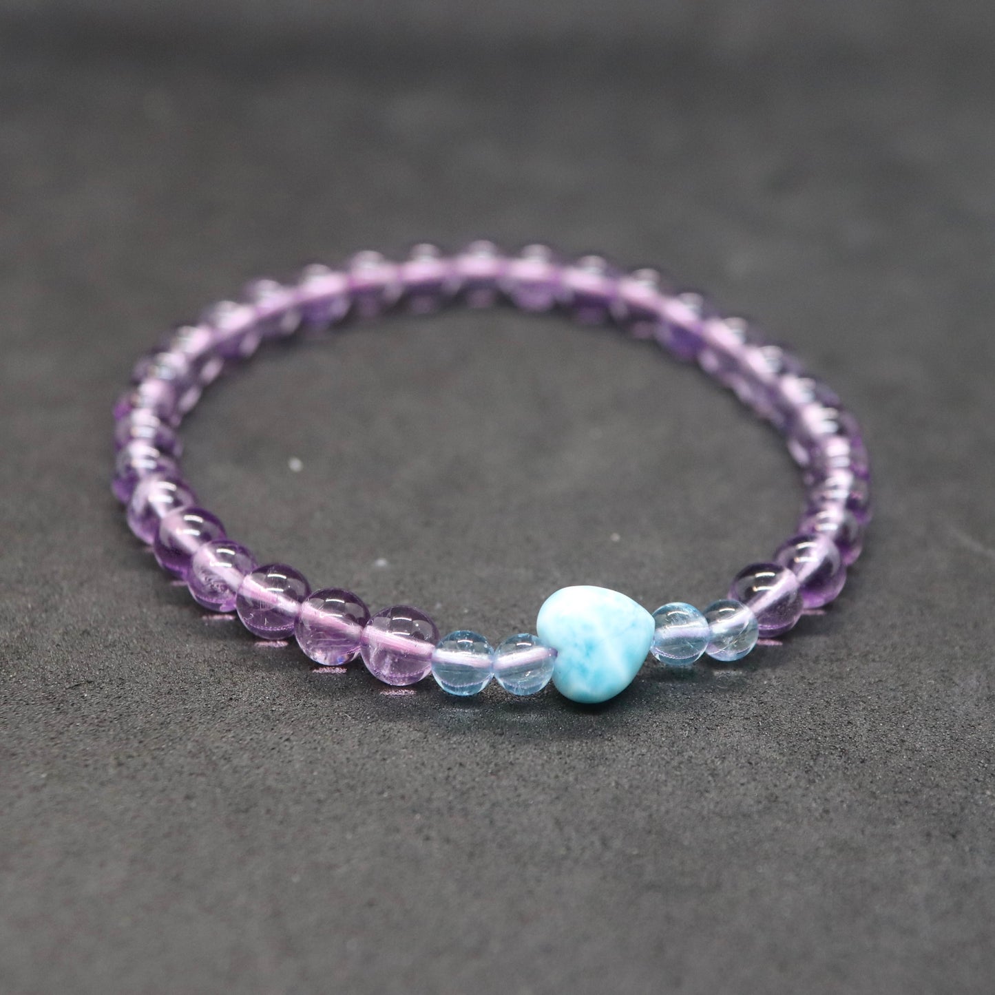 ラリマーハート型＆アメジストブレスレットla21