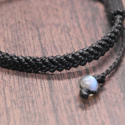 オレンジラブラドライトマクラメブレスレット