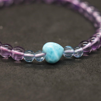 ラリマーハート型＆アメジストブレスレットla21