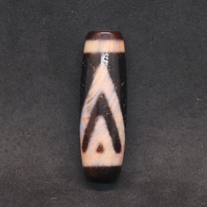 赤朱砂一眼山形天珠34.5㎜