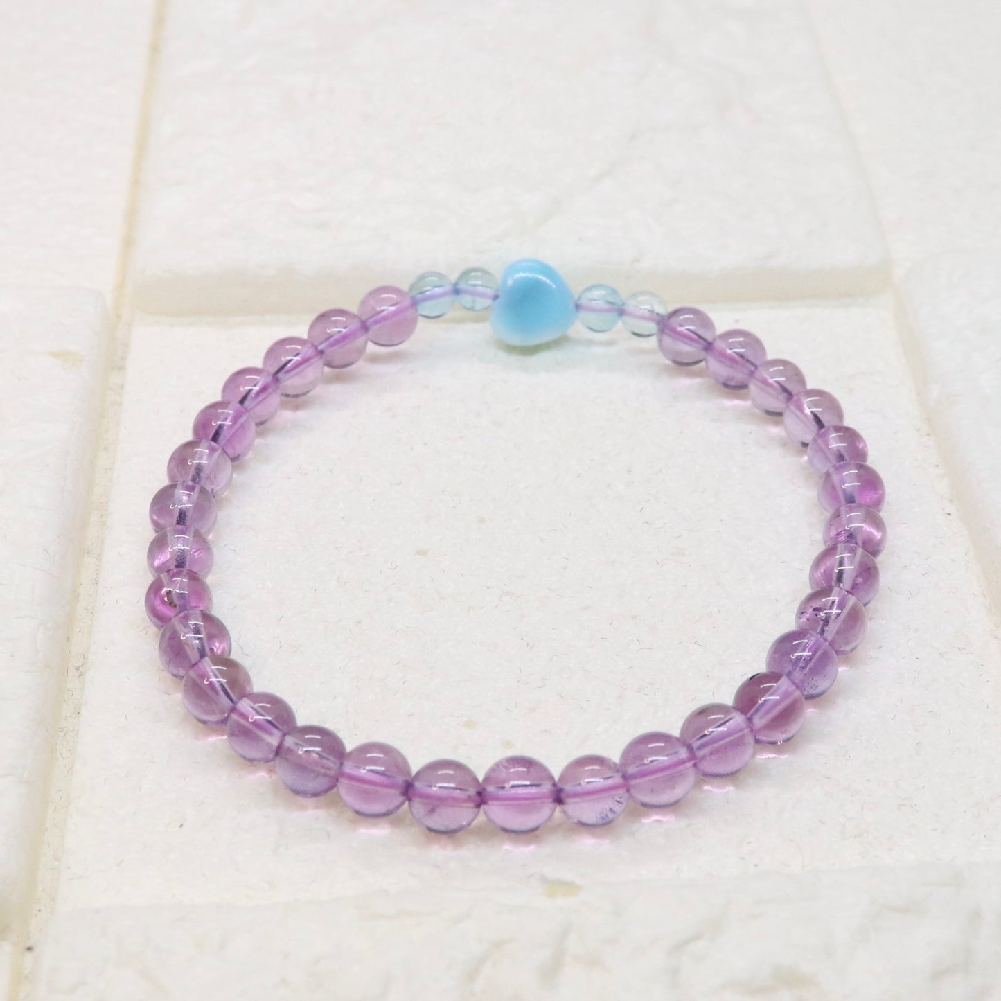 ラリマーハート型＆アメジストブレスレットla21