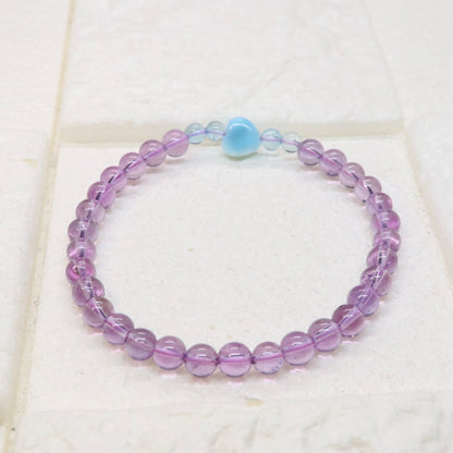 ラリマーハート型＆アメジストブレスレットla21