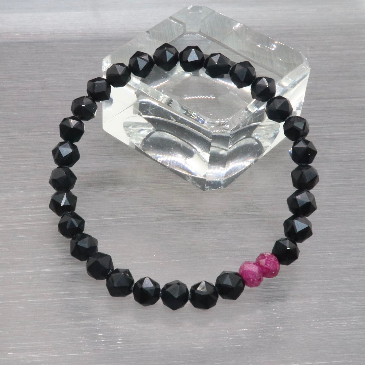 黒水晶+ルビーブレスレット