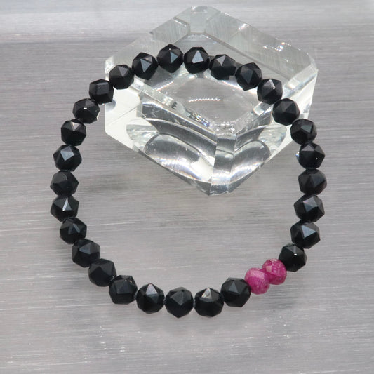 黒水晶+ルビーブレスレット